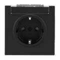 SCHUKO® Steckdose Safety+ mit Beschriftungsfeld schwarz matt - Busch-art linear®