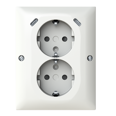 SCHUKO® USB-Doppelsteckdose Safety+ mit 2x USB C, Aufputz/Eckmontage