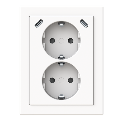 SCHUKO® USB-Doppelsteckdose Safety+ mit 2x USB C, Aufputz/Eckmontage