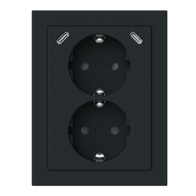SCHUKO® USB-Doppelsteckdose Safety+ mit 2x USB C, Aufputz/Eckmontage