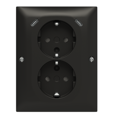 SCHUKO® USB-Doppelsteckdose Safety+ mit 2x USB C, Aufputz/Eckmontage