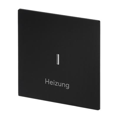 Wippe mit Aufdruck Heizung mit kleiner roter Kalotte für Taster, 1-fach schwarz