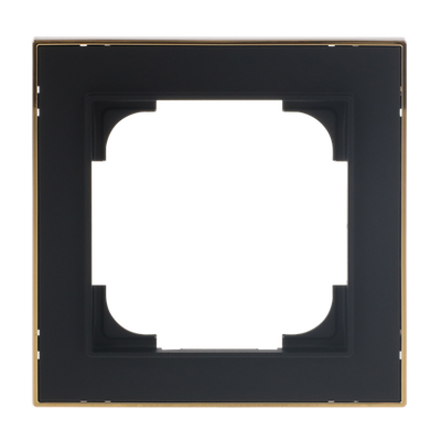 Abdeckrahmen mit Dekorring 1-fach schwarz matt/gold - Busch-art linear®   