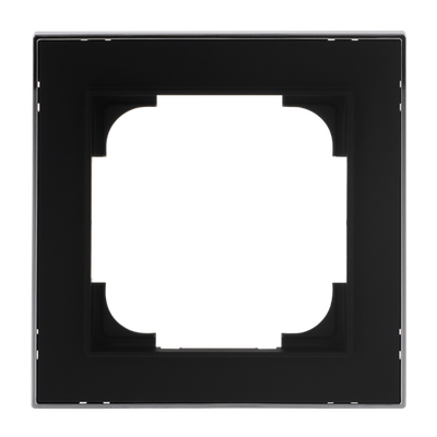 Abdeckrahmen mit Dekorring 1-fach schwarz matt/chrom - Busch-art linear®