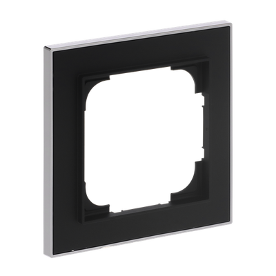 Abdeckrahmen mit Dekorring 1-fach schwarz matt/chrom - Busch-art linear®   