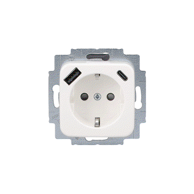SCHUKO® USB-Steckdosen-Einsatz Safety+ mit USB A/C alpinweiß - Reflex SI   
