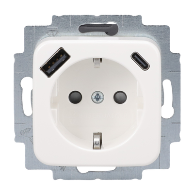 SCHUKO® USB-Steckdosen-Einsatz Safety+ mit USB A/C alpinweiß - Reflex SI