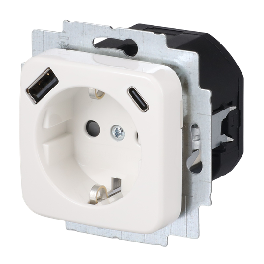 SCHUKO® USB-Steckdosen-Einsatz Safety+ mit USB A/C alpinweiß - Reflex SI – Bild 4 von 4