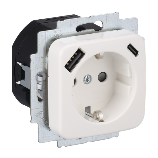 SCHUKO® USB-Steckdosen-Einsatz Safety+ mit USB A/C alpinweiß - Reflex SI – Bild 3 von 4
