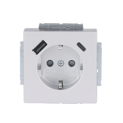SCHUKO® USB-Steckdosen-Einsatz Safety+ mit USB A/C alusilber - Plattform 63   
