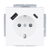 SCHUKO® USB-Steckdosen-Einsatz Safety+ mit USB A/C studioweiß - Plattform 63   