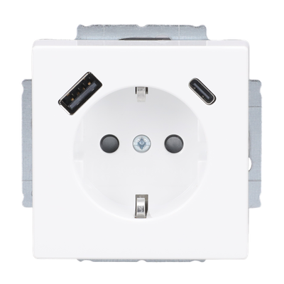 SCHUKO® USB-Steckdosen-Einsatz Safety+ mit USB A/C studioweiß - Plattform 63