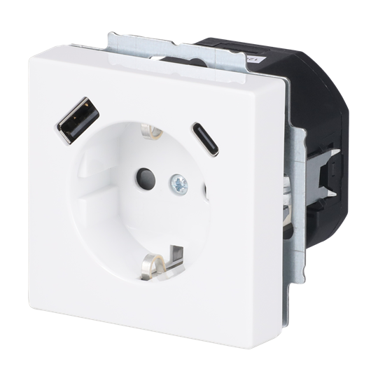 SCHUKO® USB-Steckdosen-Einsatz Safety+ mit USB A/C studioweiß - Plattform 63 – Bild 4 von 4