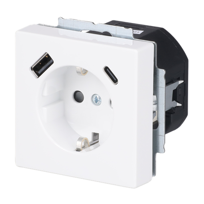 SCHUKO® USB-Steckdosen-Einsatz Safety+ mit USB A/C studioweiß - Plattform 63   