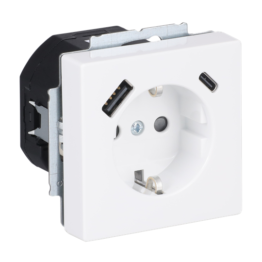 SCHUKO® USB-Steckdosen-Einsatz Safety+ mit USB A/C studioweiß - Plattform 63 – Bild 3 von 4