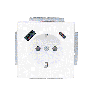 SCHUKO® USB-Steckdosen-Einsatz Safety+ mit USB A/C studioweiß matt - Plattform