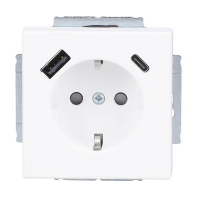 SCHUKO® USB-Steckdosen-Einsatz Safety+ mit USB A/C studioweiß matt -
