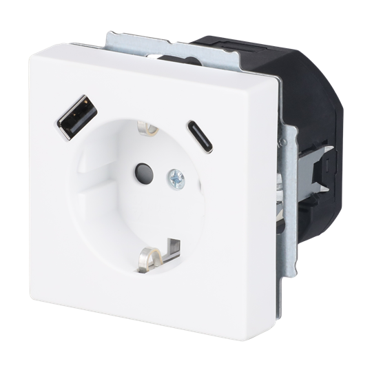 SCHUKO® USB-Steckdosen-Einsatz Safety+ mit USB A/C studioweiß matt - – Bild 4 von 4