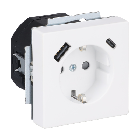 SCHUKO® USB-Steckdosen-Einsatz Safety+ mit USB A/C studioweiß matt - – Bild 3 von 4