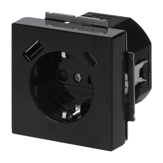 SCHUKO® USB-Steckdosen-Einsatz Safety+ mit USB A/C schwarz matt - Plattform 63 – Bild 4 von 4