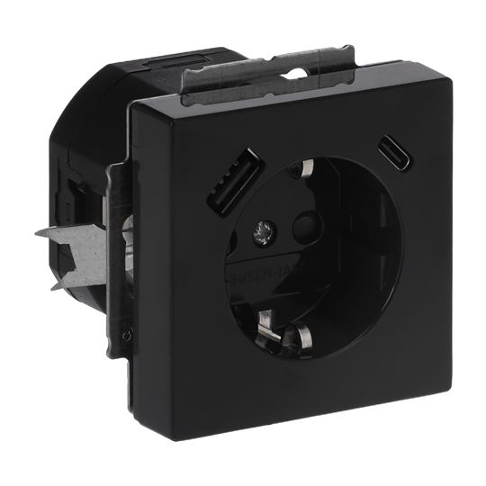 SCHUKO® USB-Steckdosen-Einsatz Safety+ mit USB A/C schwarz matt - Plattform 63 – Bild 3 von 4
