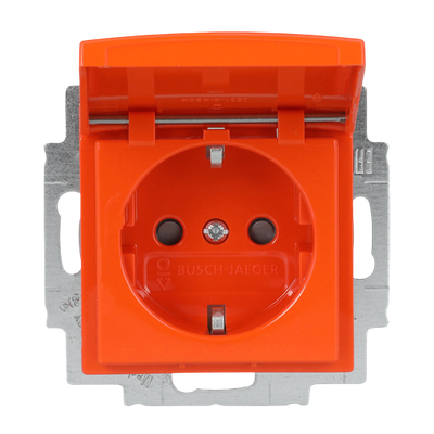 SCHUKO® Steckdosen-Einsatz Safety+ mit Klappdeckel orange - Busch-balance® SI