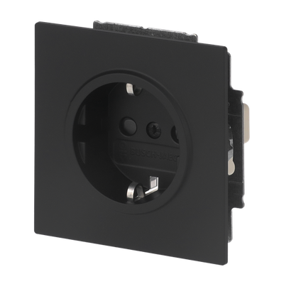 SCHUKO® Steckdosen-Einsatz Safety+ ohne Spreize schwarz matt - Busch-art linear®