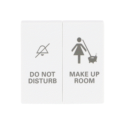 Wippe mit Aufdruck DO NOT DISTURB/MAKE UP ROOM für Taster, 2-fach studioweiß -