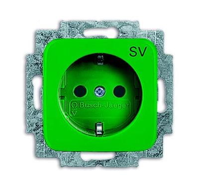SCHUKO® Steckdosen-Einsatz mit Aufdruck SV grün - Reflex SI mit Aufdruck  