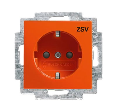 SCHUKO® Steckdosen-Einsatz mit Aufdruck ZSV Safety+ orange - Busch-balance® SI