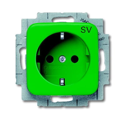 SCHUKO® Steckdosen-Einsatz mit Aufdruck SV Safety+ grün - Reflex SI