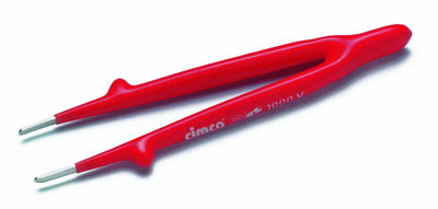 Pinzette mit 1000V Schutzisolation, gerade, flach-runde Form, Länge 145mm