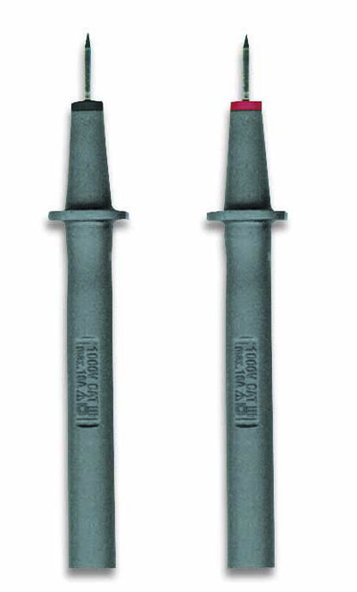 Prüfspitze mit 2 mm-Spitze, Länge 102 mm, 1000 V, 2er Set grau/rot u. grau/schwarz