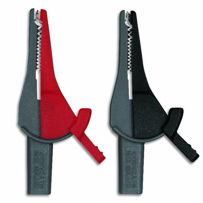 Krokodil-Klemme Öffnung ca. 21mm, 2er Set grau/rot und grau/schwarz
