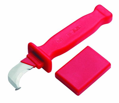 VDE-Kabelmesser mit Hakenklinge und Schiffchen, Klingenlänge 40mm