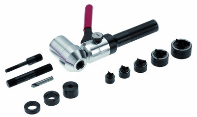 Schraublocher-Sätze Diamant 12-tlg. enthält hydraulische Handstanze 90° abgewinkelt und 360° drehbar