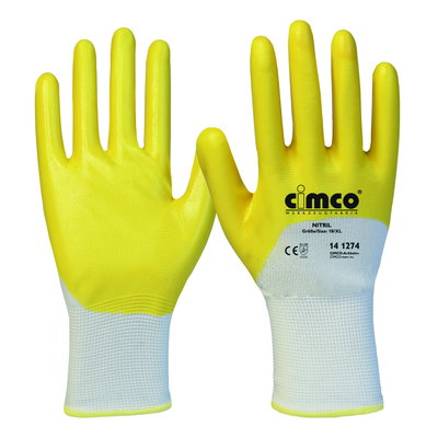 Arbeitshandschuh "Nitril" gelb/weiß, Größe 9/L
