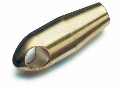 Anfangsbirne mit Innengewinde M5, Zugöse 6mm Durchmesser, Messing