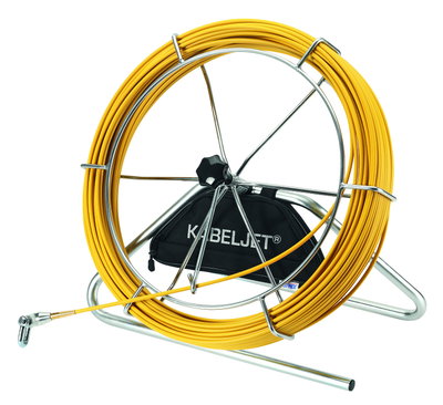 Kabeljet, Gr. 80m, Glasfaserstab 7,2 Durchmesser, 2 Anfangshülsen M12, Anfangsbirne 25mm Durchmesser