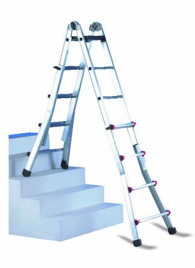 Aluminium-Teleskop-Leiter mit 2x6 Stufen