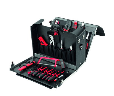 Bestückter Leder-Werkzeugkoffer Elektro-Monteur I