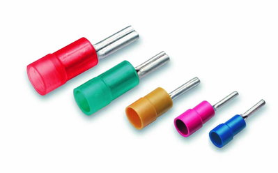 Quetschkabelschuhe in Stiftform Cu, isoliert DIN 46231 - Stiftlänge/-breite 10/4,3mm, 10 mm², rot