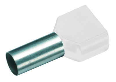 Isolierte Zwillings-Aderendhülse 2x0,75 mm³/8mm weiß
