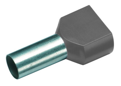 Isolierte Zwillings-Aderendhülse 2x0,75 mm³/8mm grau