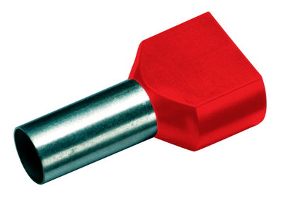 Isolierte Zwillings-Aderendhülse 2x10,0 mm³/14mm rot