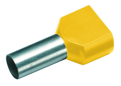 Isolierte Zwillings-Aderendhülse 2x1,0 mm³/8mm gelb