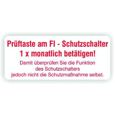FI-Prüftasten Hinweisaufkleber, selbstklebenden Folienzeichen zur Kennzeichnung