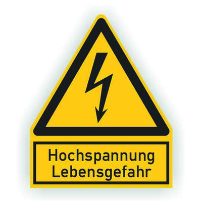 Warnschild HSP Lebensgefahr, Kunststoffschild zur Kennzeichnung