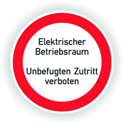 Verbotszeichen Elektrischer Betriebsraum, selbstklebenden Folienzeichen zur Kennzeichnung