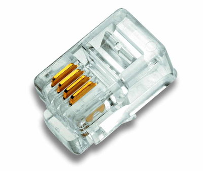 Modularstecker RJ10 4/4, ungeschirmt für flexible Leiter, Flach- und Rundkabel